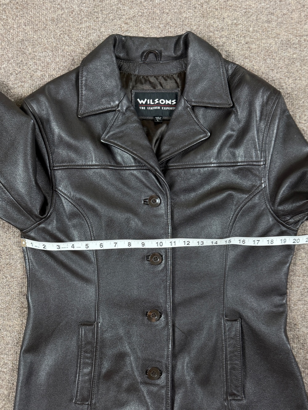 Vintage Wilsons Brown Leather Button Front Blazer Jacket Women’s Large Y2K 90s - Picture 10 of 10
